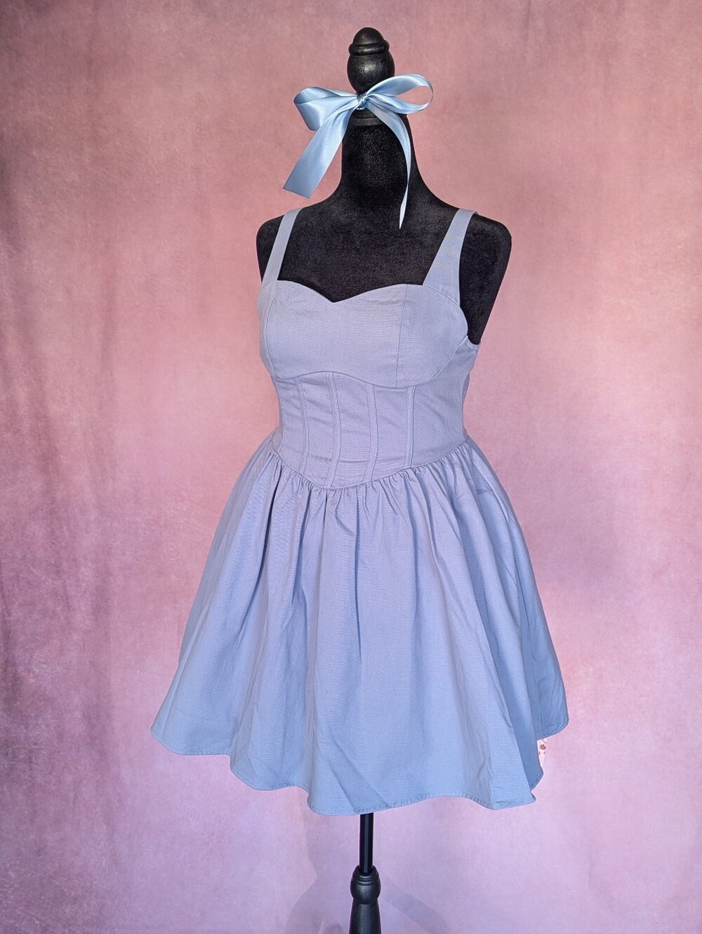 SHEIN Chic Blue Sleeveless Fit and Flare Dress - Picture 2 of 6